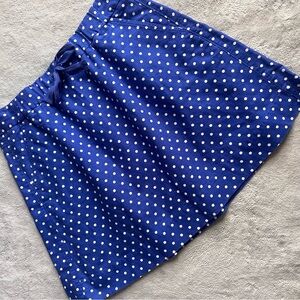 J. Crew Factory Linen Cotton Boardwalk Drawstring Skirt Polka Dot Blue White 6